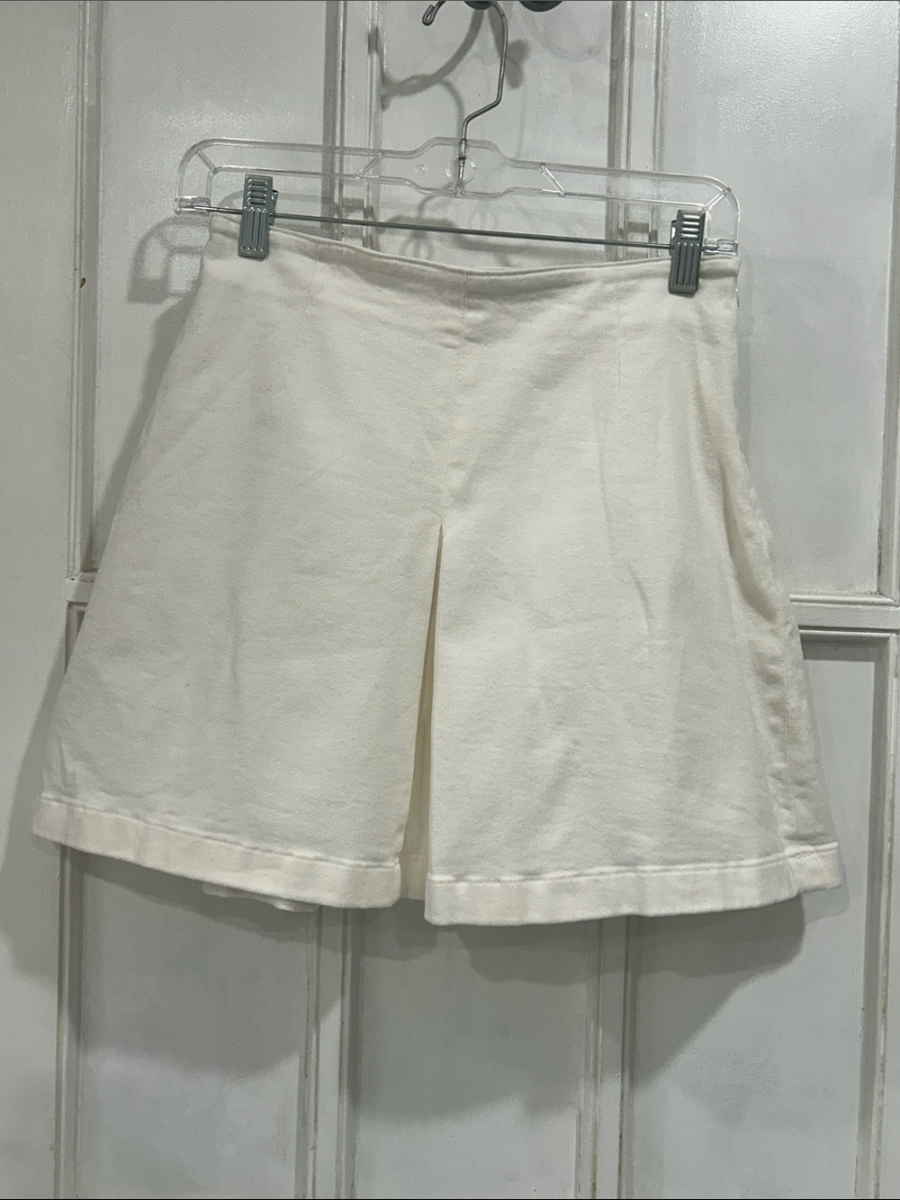Goelia White Box Pleated Mini Skirt Skort Cotton Twill Skirt Shorts - Size M (6)